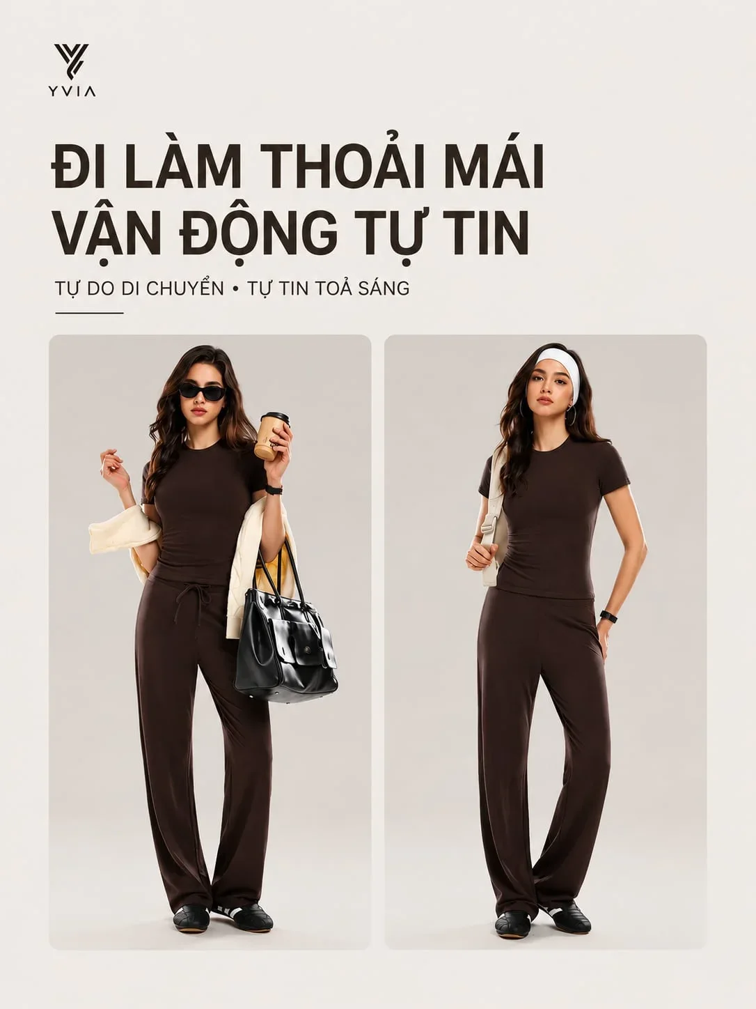 Áo thun basic + Quần dài suông cùng màu – ảnh 4