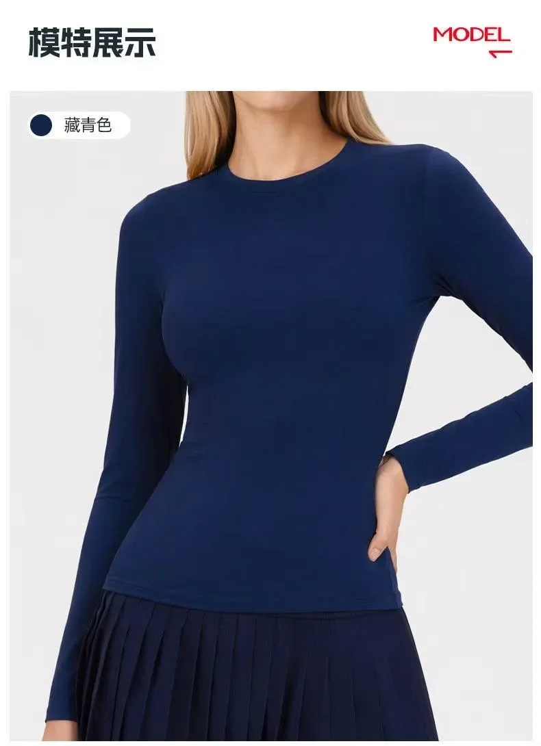 Áo thun ôm body tay dài màu trơn – ảnh 4