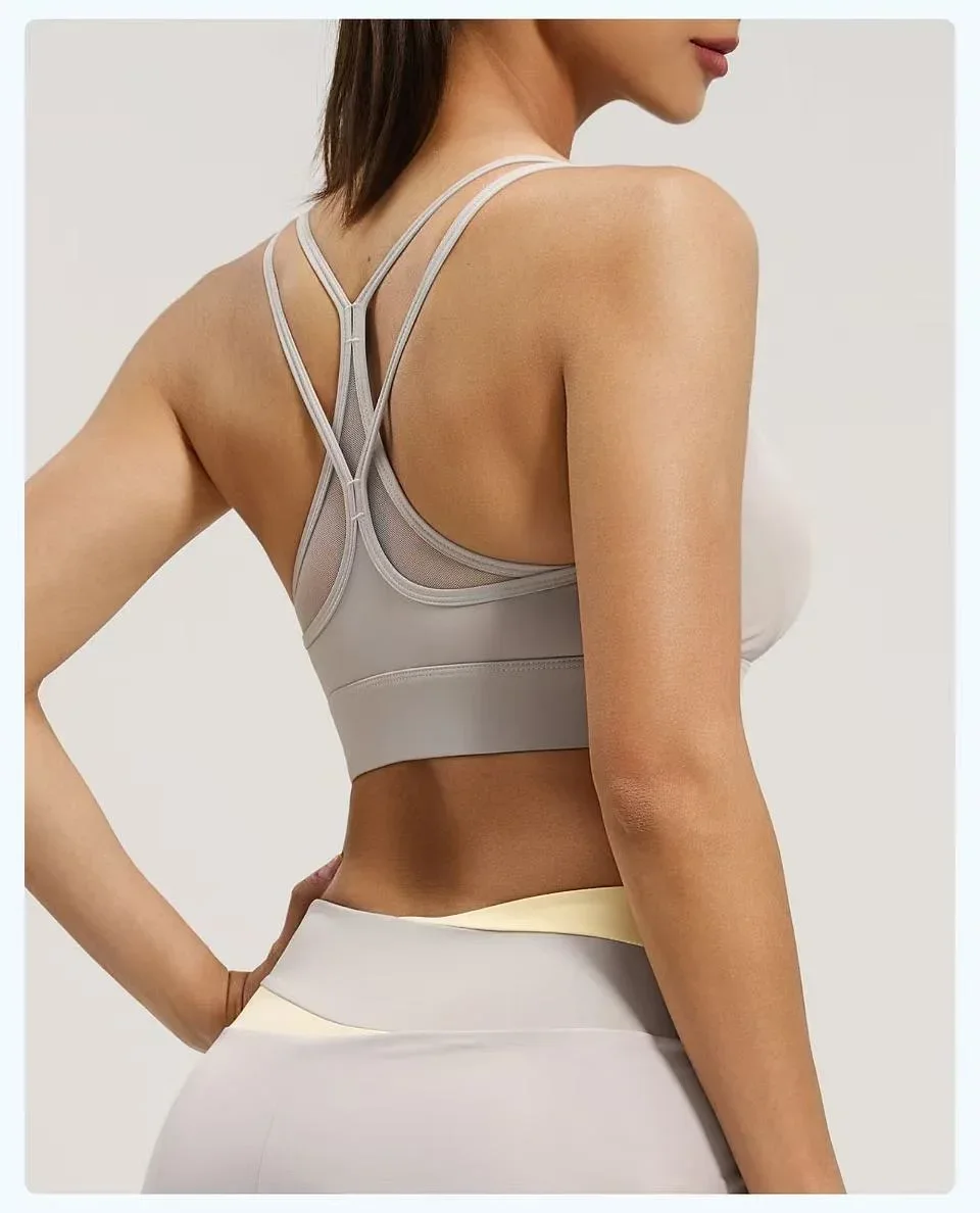 Áo Bra Yoga Gym dây chéo sau lưng có lớp lưới – ảnh 4