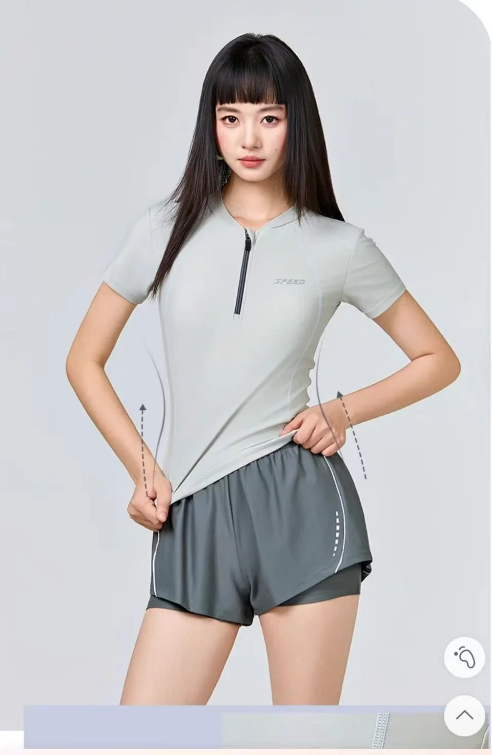 Bộ đồ bơi áo tay ngắn có khóa kéo và quần dáng rộng có lót – ảnh 2