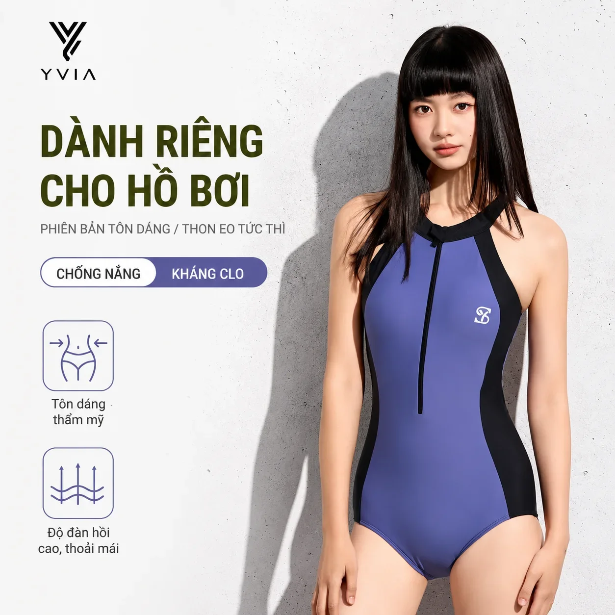 Đồ bơi 1 mảnh cổ yếm gợi cảm hở lưng phối màu tương phản 2 bên thắt eo – ảnh 2