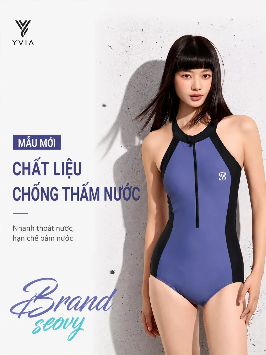 Đồ bơi 1 mảnh cổ yếm gợi cảm hở lưng phối màu tương phản 2 bên thắt eo – ảnh 4
