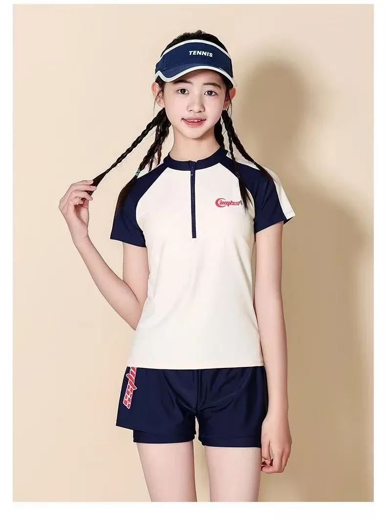Bộ đồ bơi mẹ & bé tay ngắn + quần 2 lớp cùng màu tay áo – ảnh 4